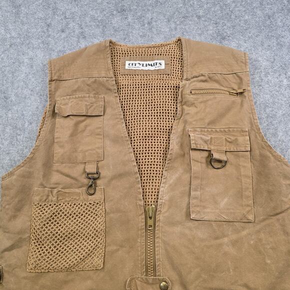 City Limits Vest Mens Large Brown Utility Fishing Safari Mesh Pockets Hunting - Picture 4 of 13